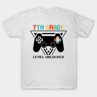 7th Grade Level Unlocked First Day of School Video Gamer T-Shirt